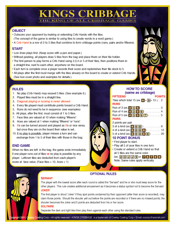 Kings Cribbage Instructions